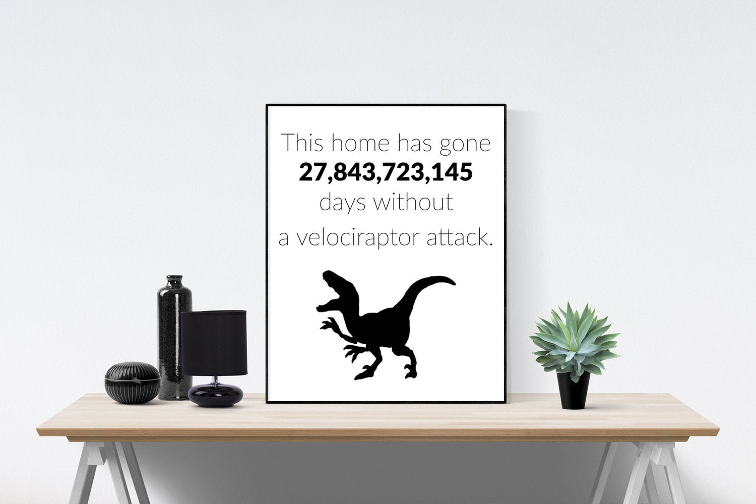 Without A Velociraptor Attack | Dinosaur Art Print