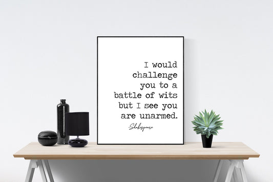 A Battle Of Wits | William Shakespeare | Quote | Art Print